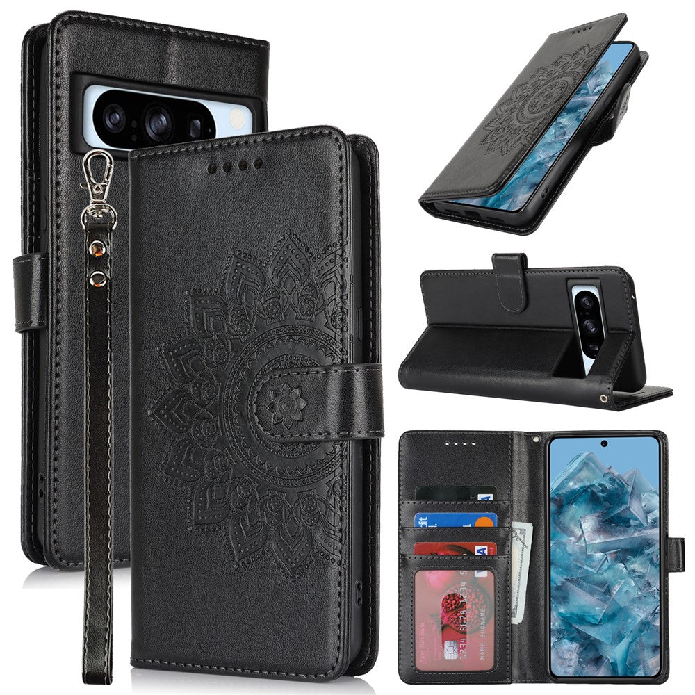 Pixel 8 Pro Wallet-Hülle – Mit Musterdruck, Kartenfächer & Riemen