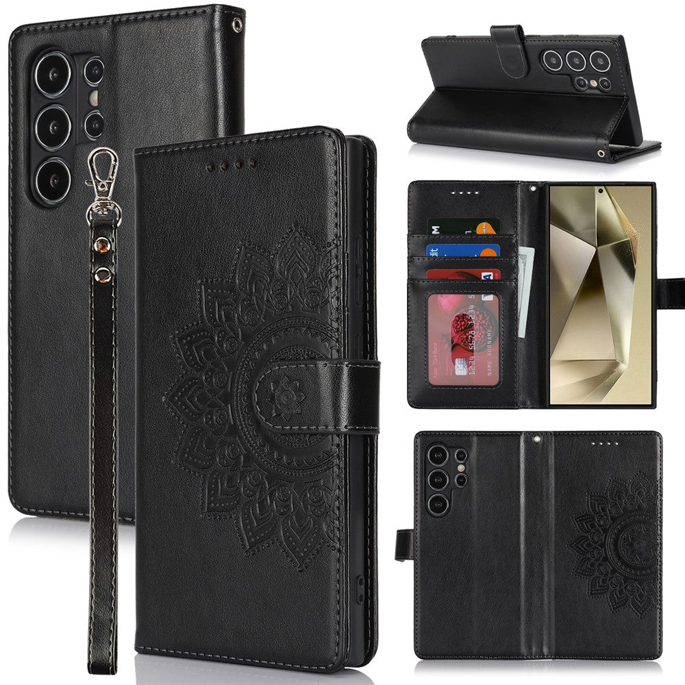 Galaxy S24 Ultra Wallet-Hülle – Mit Musterdruck, Kartenfächer & Riemen