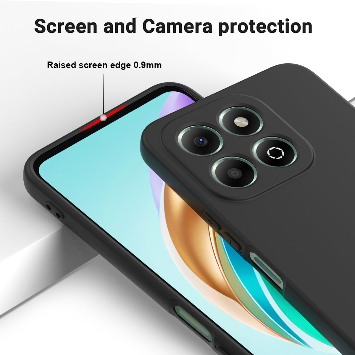 For Honor X6c 4G Liquid Silicone Case Phone Back Cover with Hand Strap