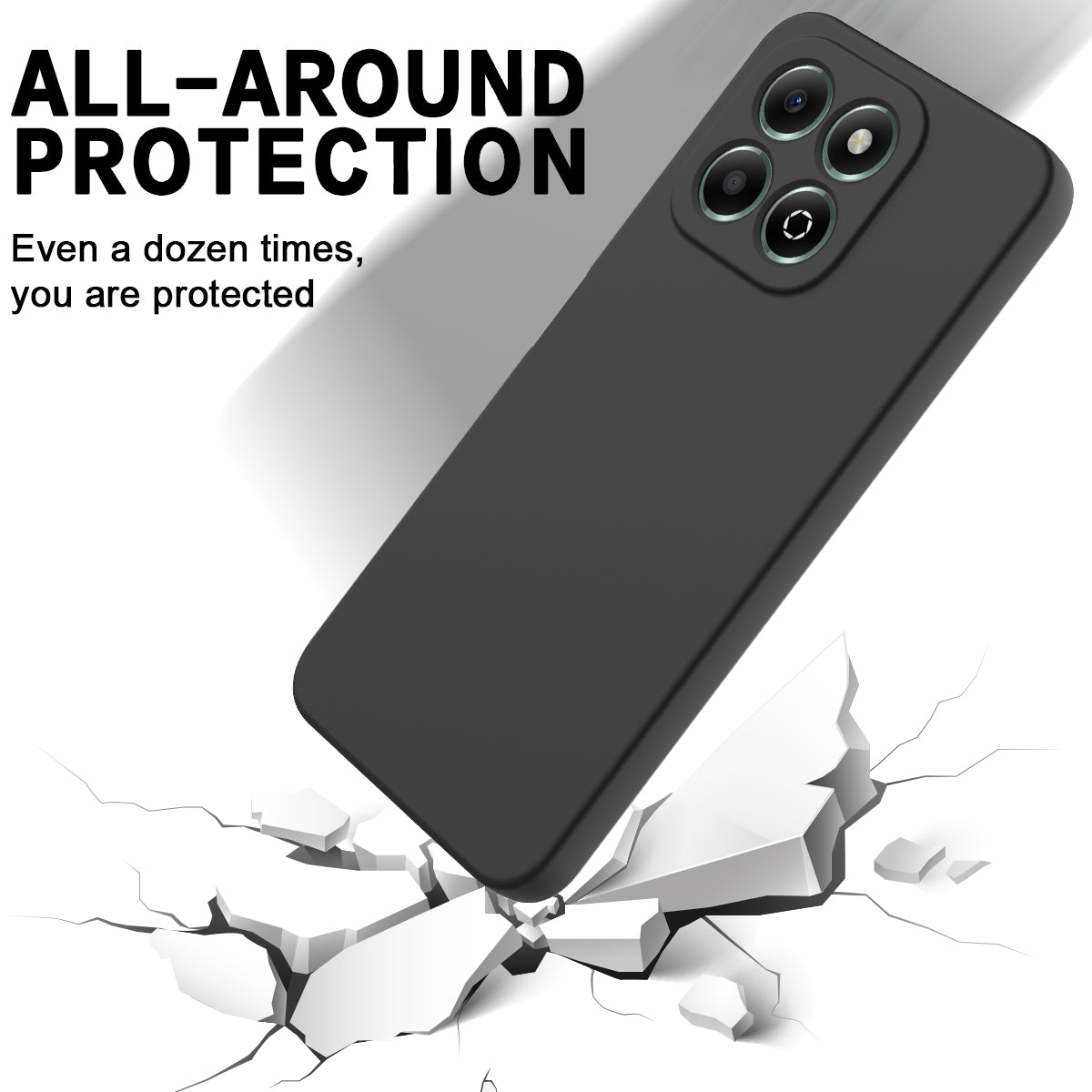 For Honor X6c 4G Liquid Silicone Case Phone Back Cover with Hand Strap