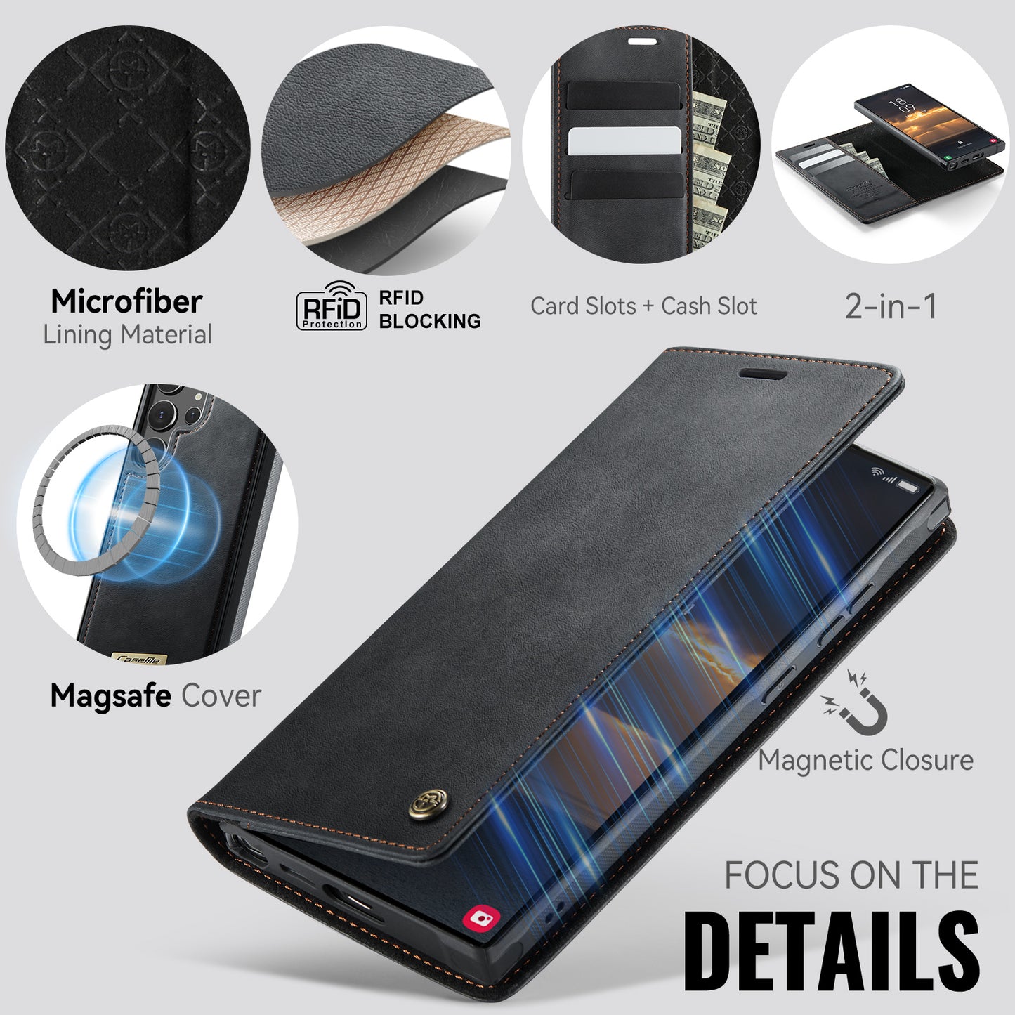 Galaxy S23 Ultra Wallet-Hülle – Kompatibel mit MagSafe mit RFID-Blockierung