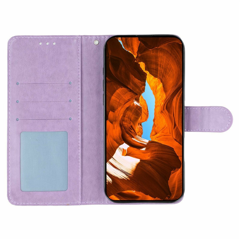 For Xiaomi Poco F7 5G  /  Redmi Turbo 4 Pro 5G Case Wallet Stand Imprinted Rose Butterfly PU Leather Phone Cover