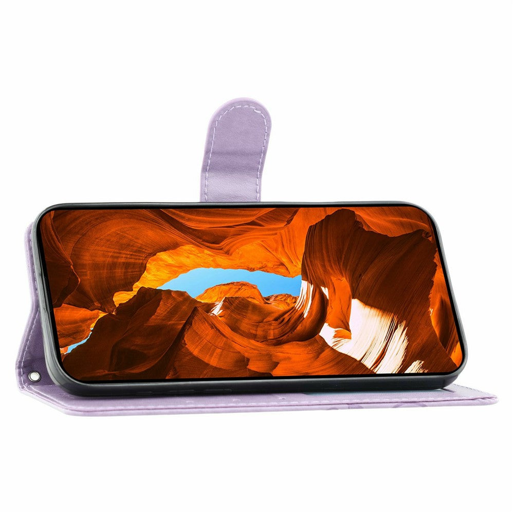 For Xiaomi Poco F7 5G  /  Redmi Turbo 4 Pro 5G Case Wallet Stand Imprinted Rose Butterfly PU Leather Phone Cover