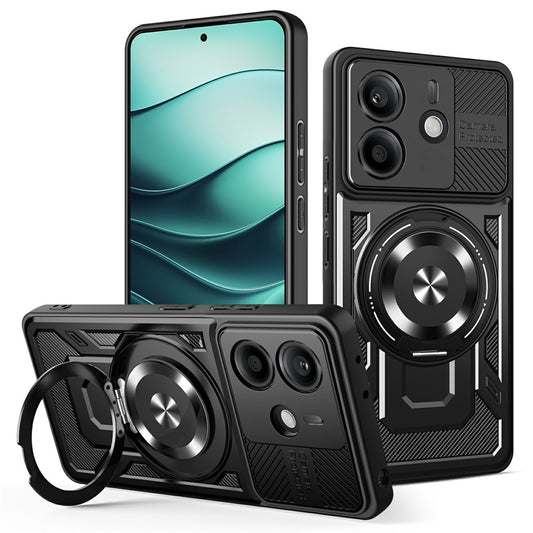 Xiaomi Redmi Note 14 4G (164.84mm) Handyhülle – Magnetische , drehbarer Ständer, TPU + PC