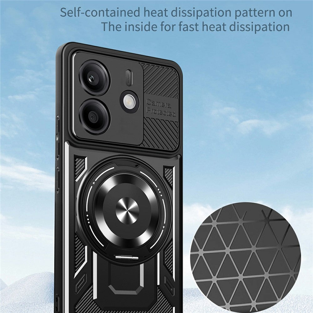 For Xiaomi Redmi Note 14 4G (164.84mm) Magnetic Case Rotating Kickstand TPU + PC Phone Cover