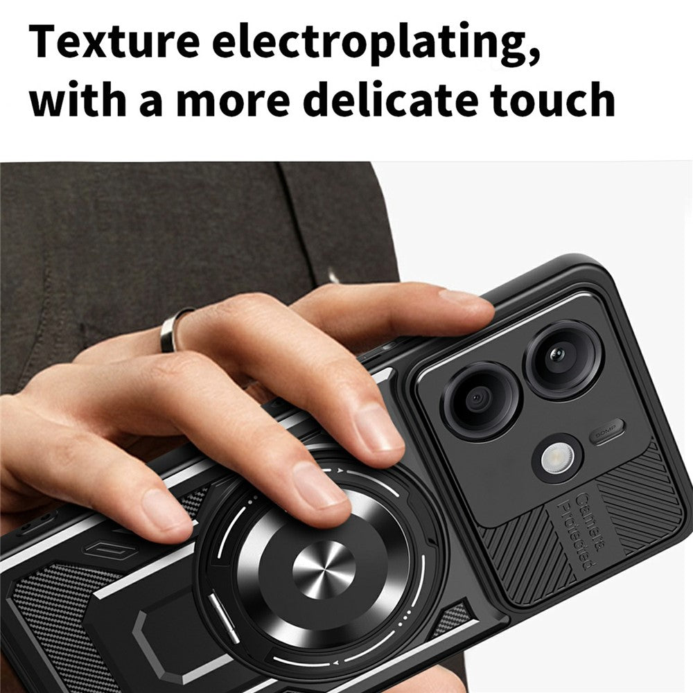 For Xiaomi Redmi Note 14 4G (164.84mm) Magnetic Case Rotating Kickstand TPU + PC Phone Cover