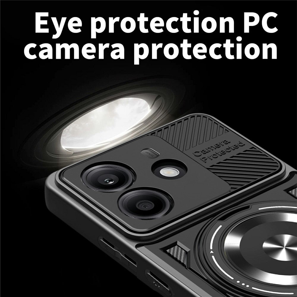 For Xiaomi Redmi Note 14 4G (164.84mm) Magnetic Case Rotating Kickstand TPU + PC Phone Cover
