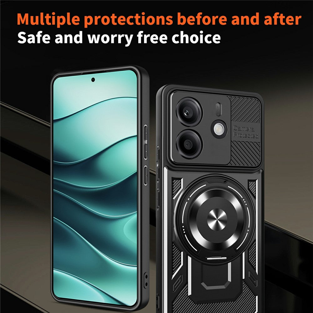For Xiaomi Redmi Note 14 4G (164.84mm) Magnetic Case Rotating Kickstand TPU + PC Phone Cover