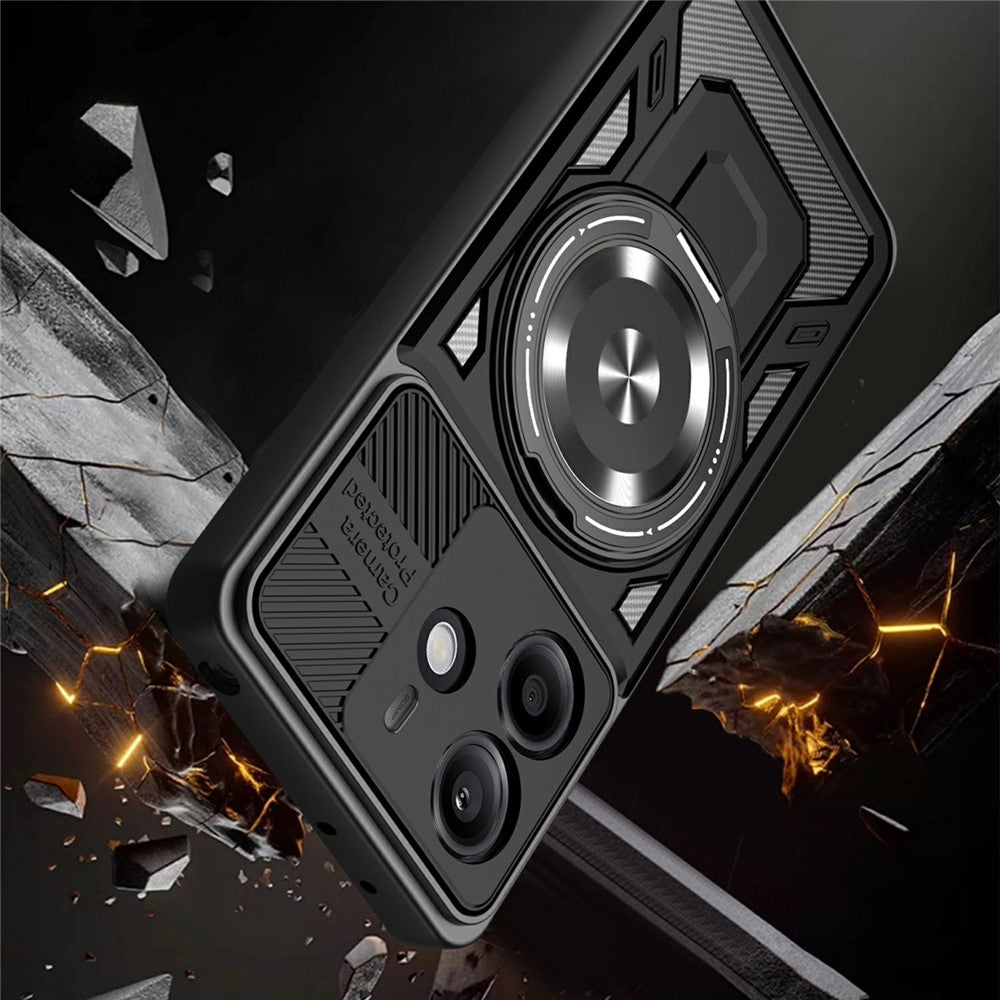For Xiaomi Redmi Note 14 4G (164.84mm) Magnetic Case Rotating Kickstand TPU + PC Phone Cover