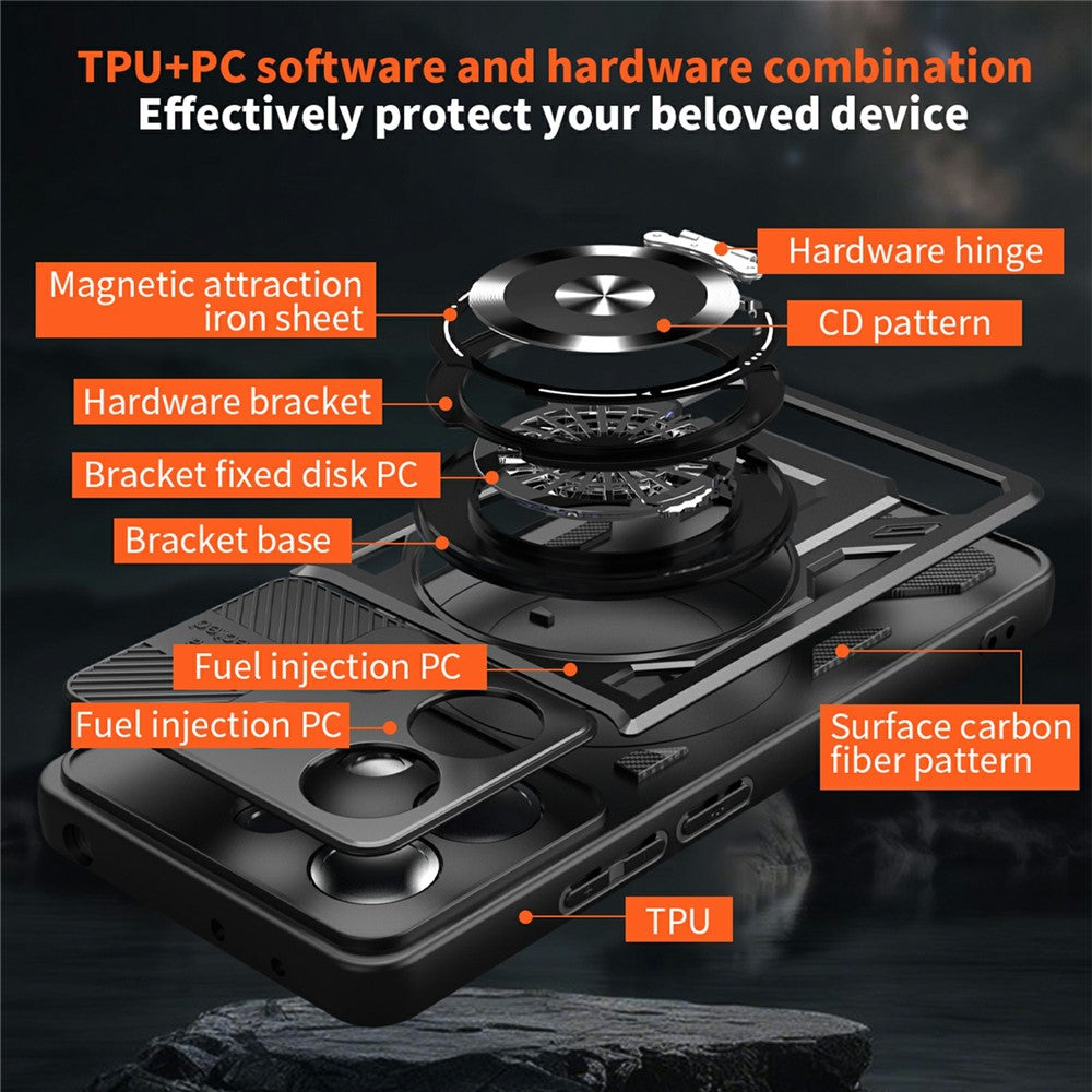 For Xiaomi Redmi Note 14 4G (164.84mm) Magnetic Case Rotating Kickstand TPU + PC Phone Cover