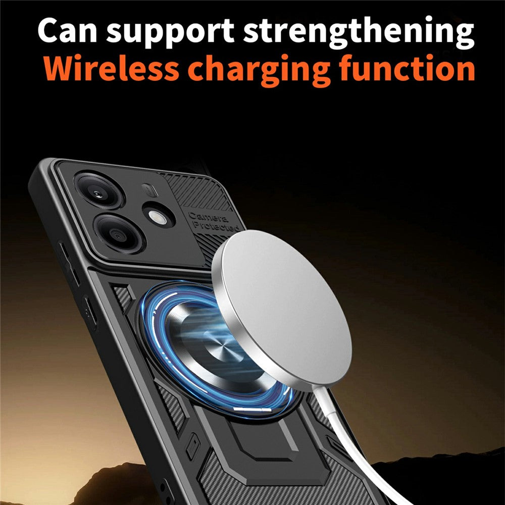 For Xiaomi Redmi Note 14 4G (164.84mm) Magnetic Case Rotating Kickstand TPU + PC Phone Cover