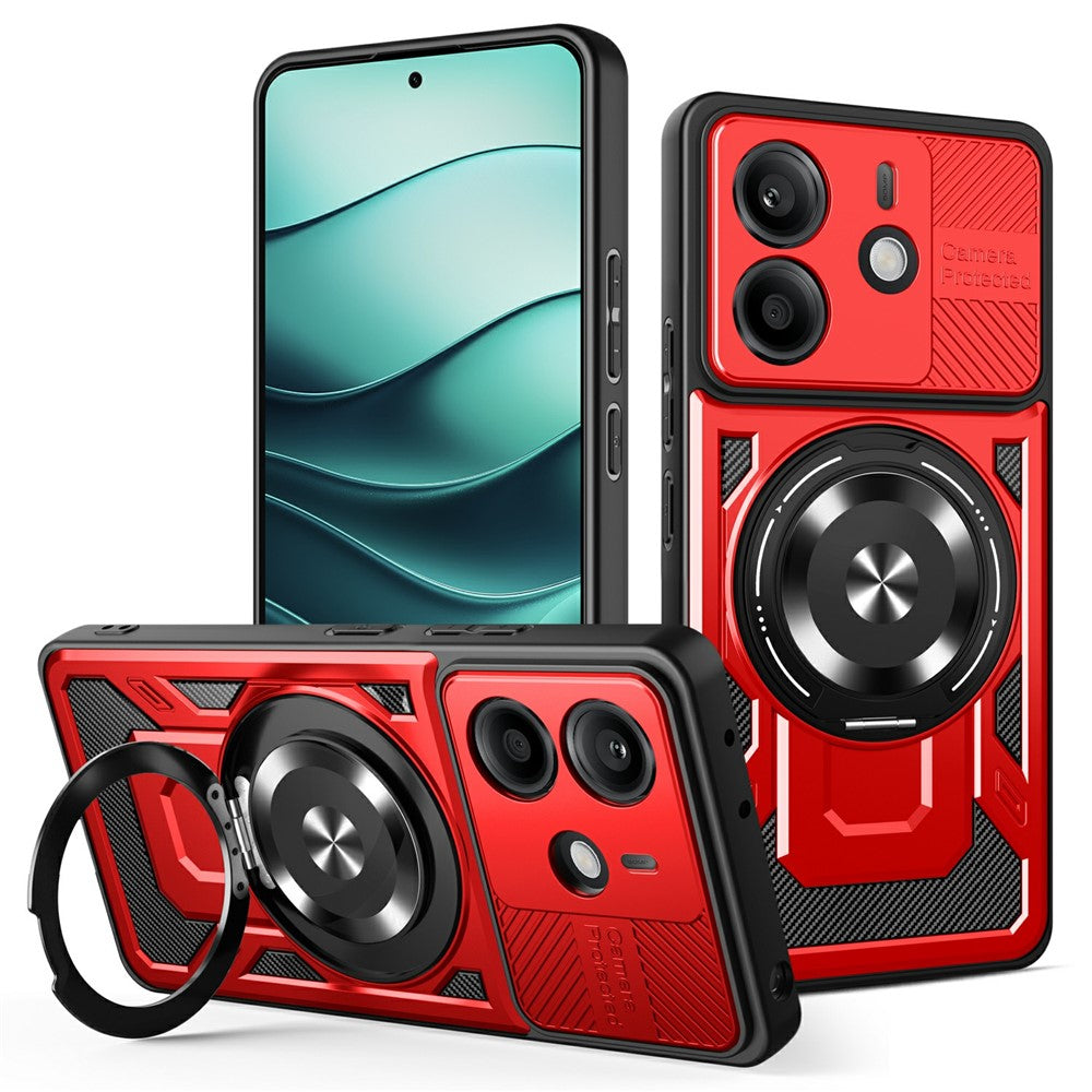 For Xiaomi Redmi Note 14 4G (164.84mm) Magnetic Case Rotating Kickstand TPU + PC Phone Cover