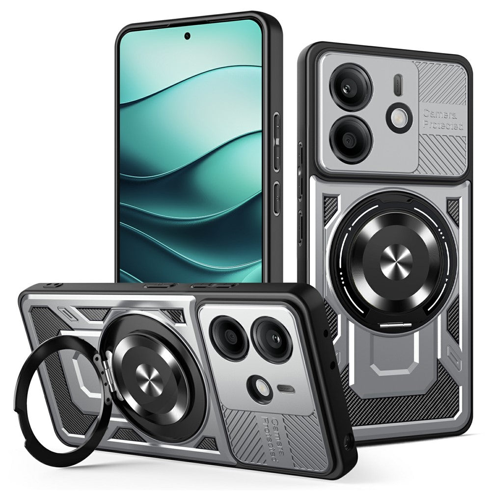 For Xiaomi Redmi Note 14 4G (164.84mm) Magnetic Case Rotating Kickstand TPU + PC Phone Cover