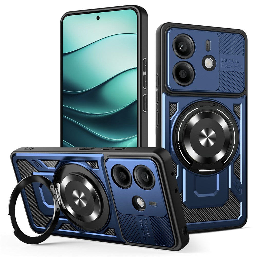 For Xiaomi Redmi Note 14 4G (164.84mm) Magnetic Case Rotating Kickstand TPU + PC Phone Cover