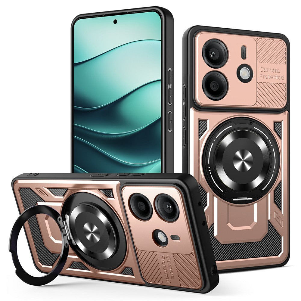 For Xiaomi Redmi Note 14 4G (164.84mm) Magnetic Case Rotating Kickstand TPU + PC Phone Cover