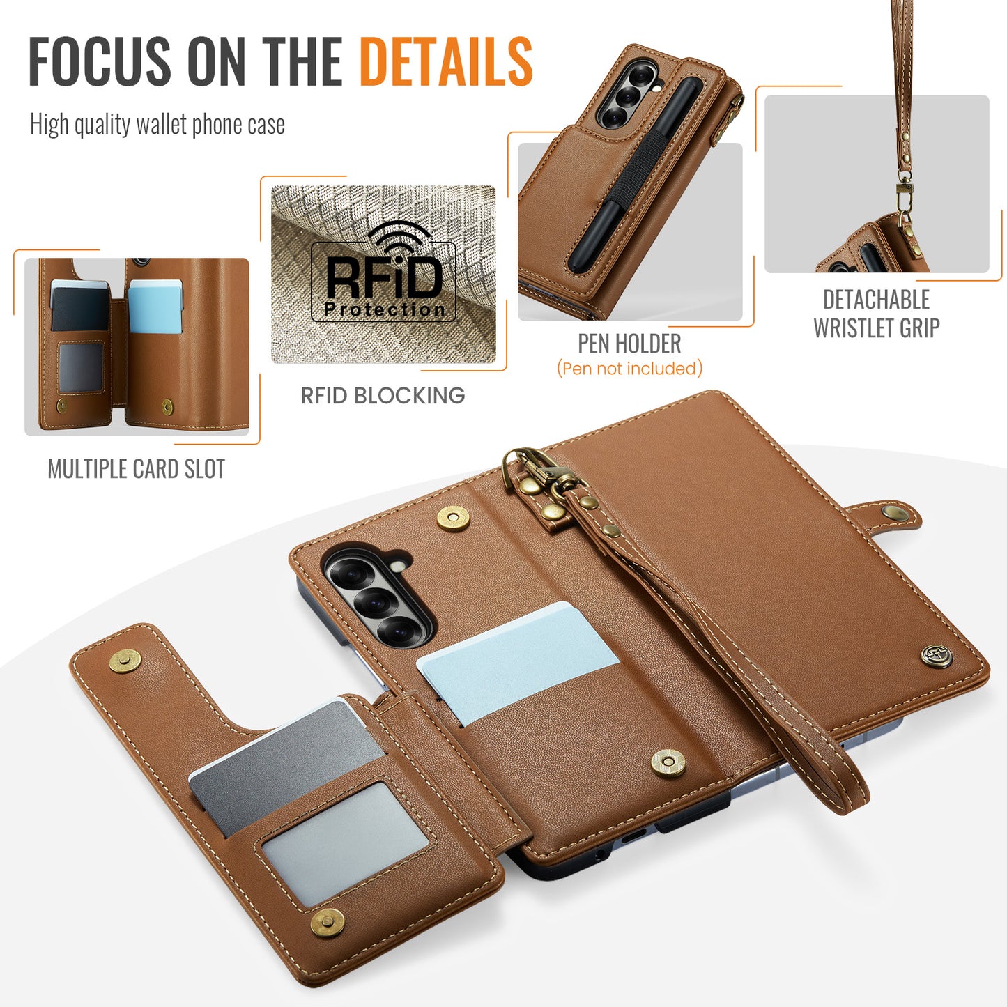 Galaxy Z Fold7 5G Faltbare Wallet-Hülle – RFID & 5 Kartenfächer
