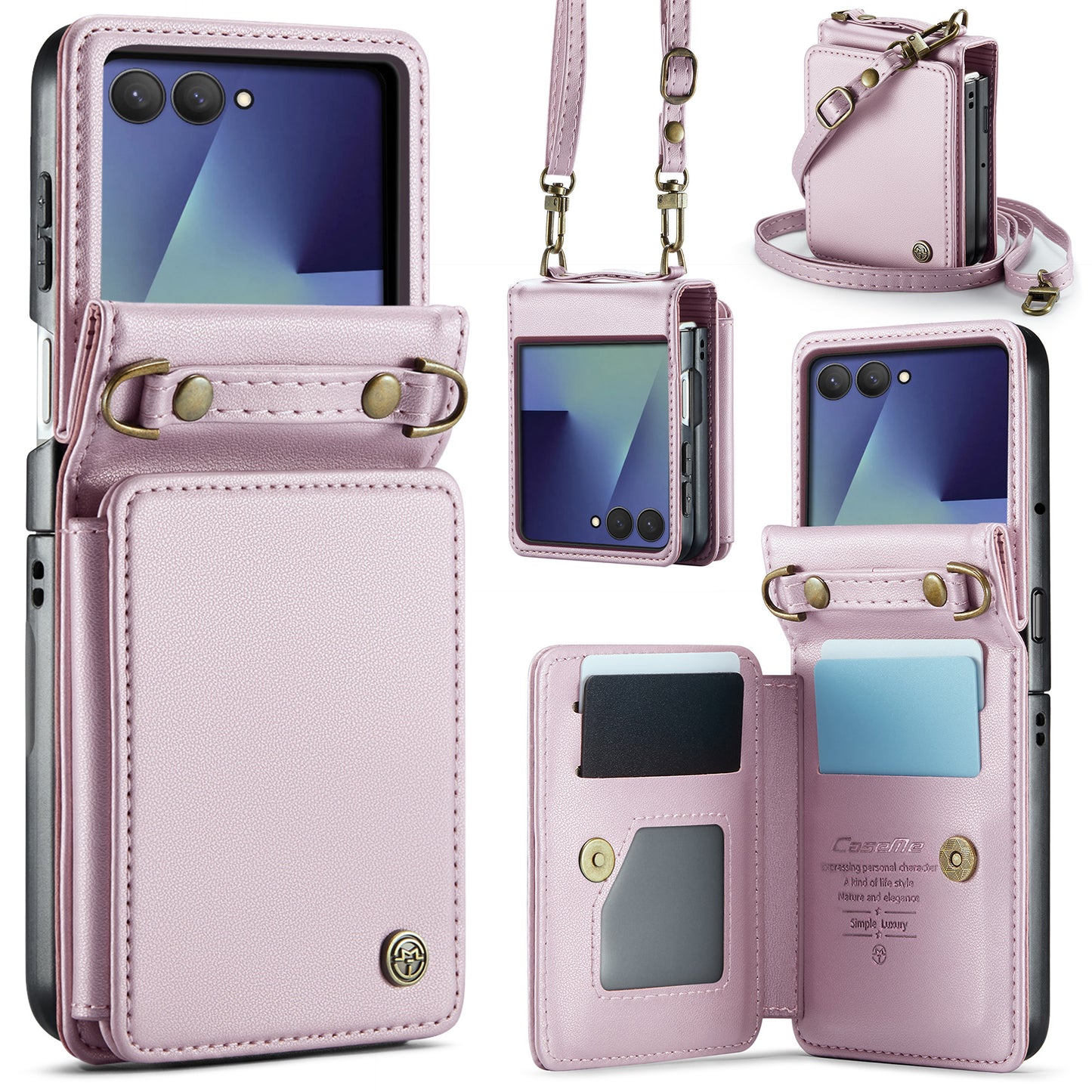 CASEME For Samsung Galaxy Z Flip7 5G Case with RFID Blocking 5 Card Slots  C22 Leather Back Cover