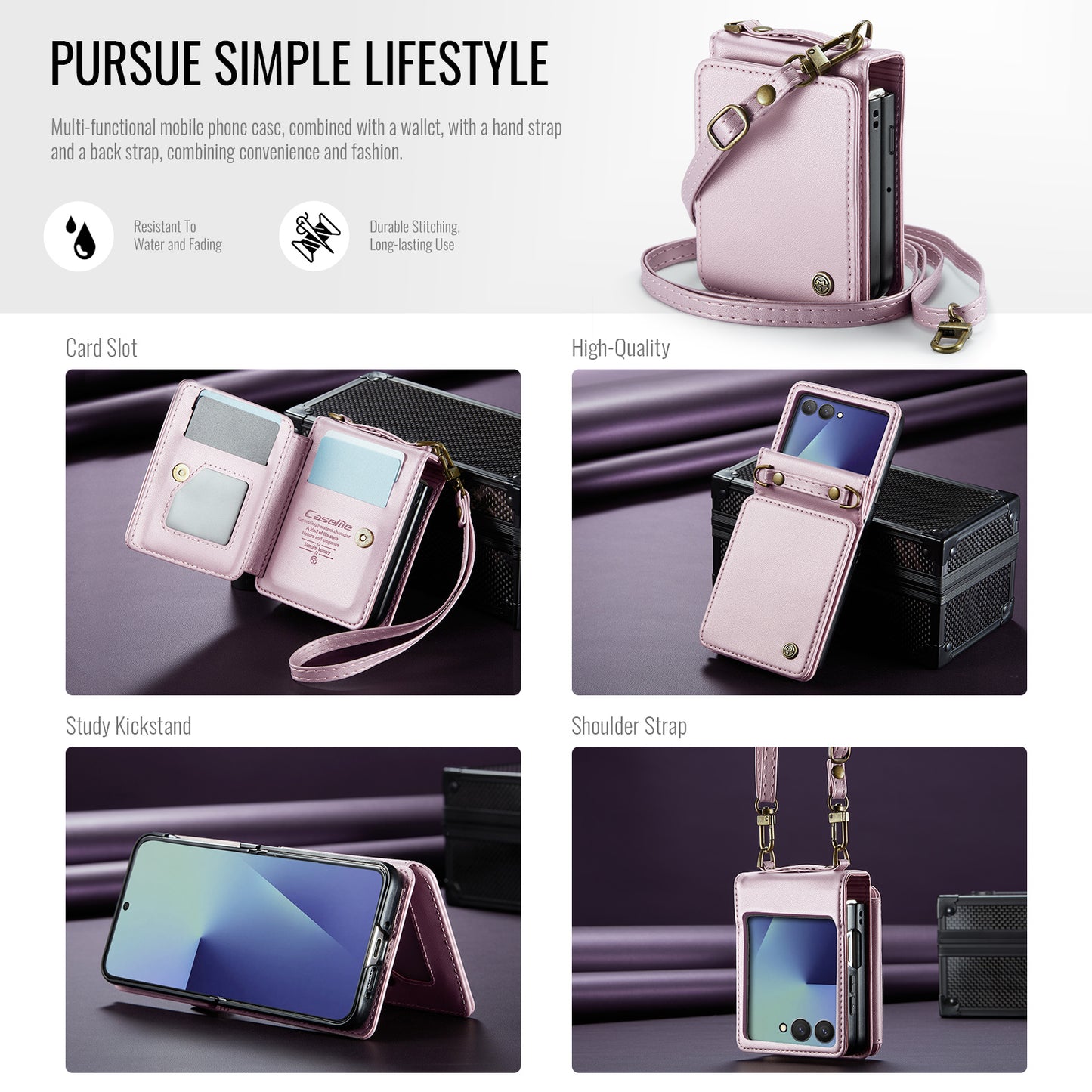 CASEME For Samsung Galaxy Z Flip7 5G Case with RFID Blocking 5 Card Slots  C22 Leather Back Cover