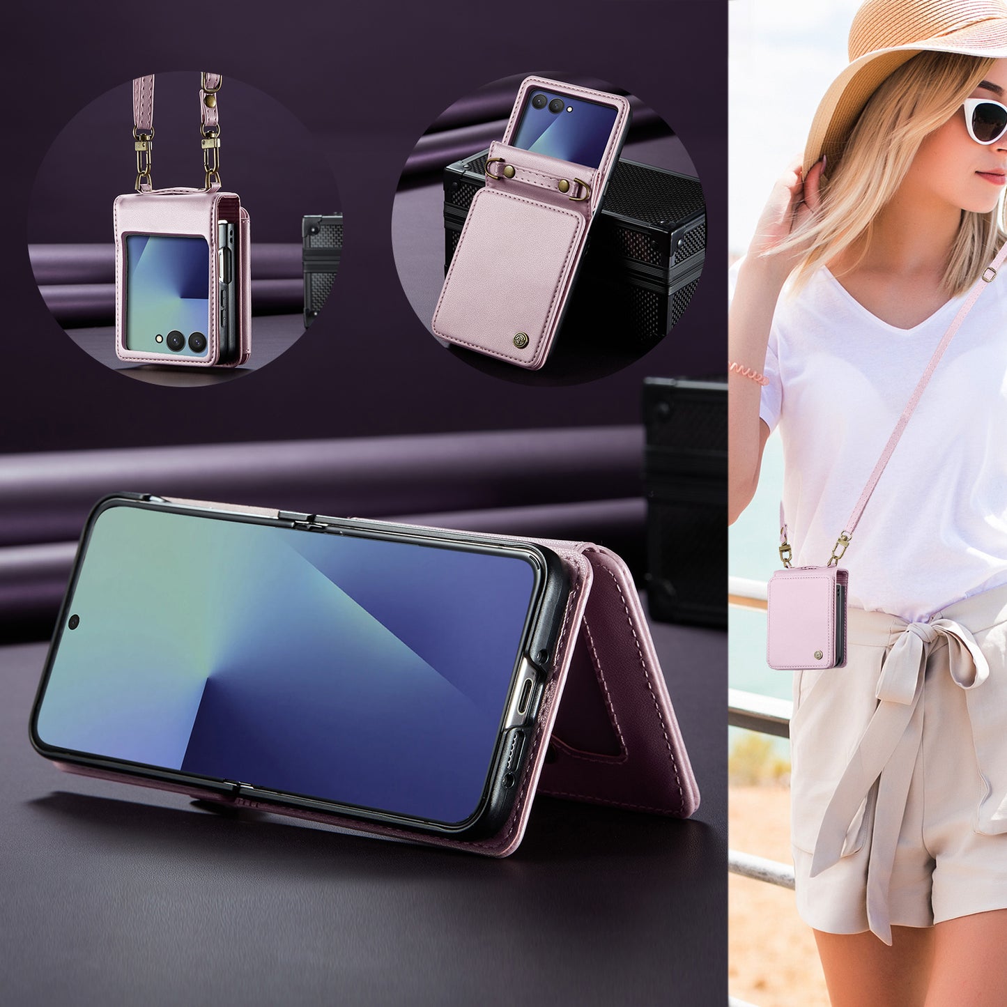 CASEME For Samsung Galaxy Z Flip7 5G Case with RFID Blocking 5 Card Slots  C22 Leather Back Cover