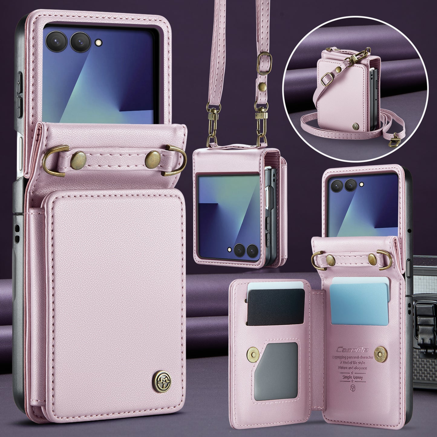 CASEME For Samsung Galaxy Z Flip7 5G Case with RFID Blocking 5 Card Slots  C22 Leather Back Cover