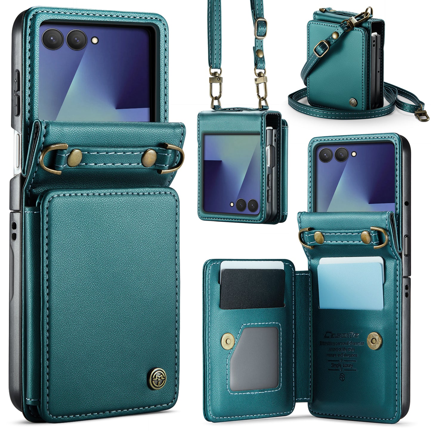 CASEME For Samsung Galaxy Z Flip7 5G Case with RFID Blocking 5 Card Slots  C22 Leather Back Cover