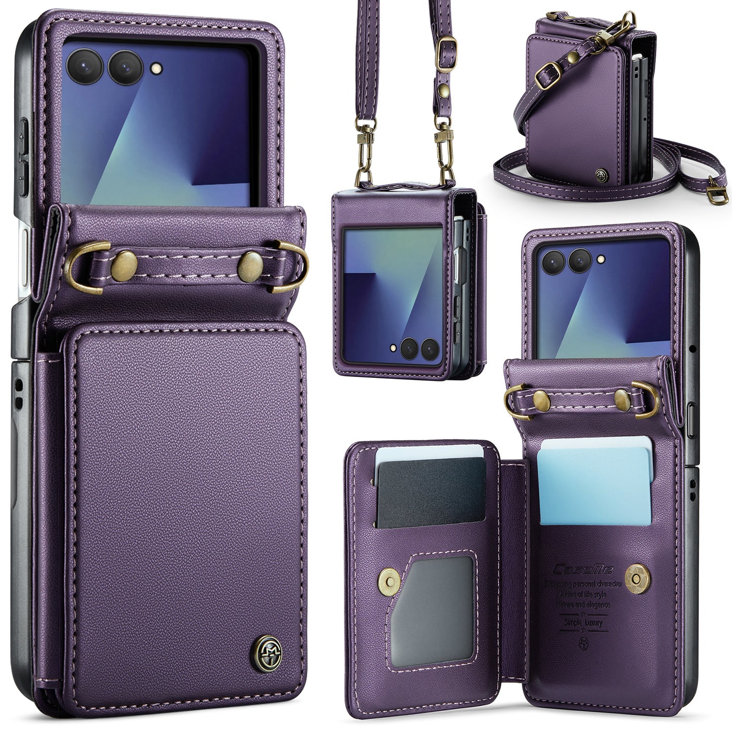 CASEME For Samsung Galaxy Z Flip7 5G Case with RFID Blocking 5 Card Slots  C22 Leather Back Cover