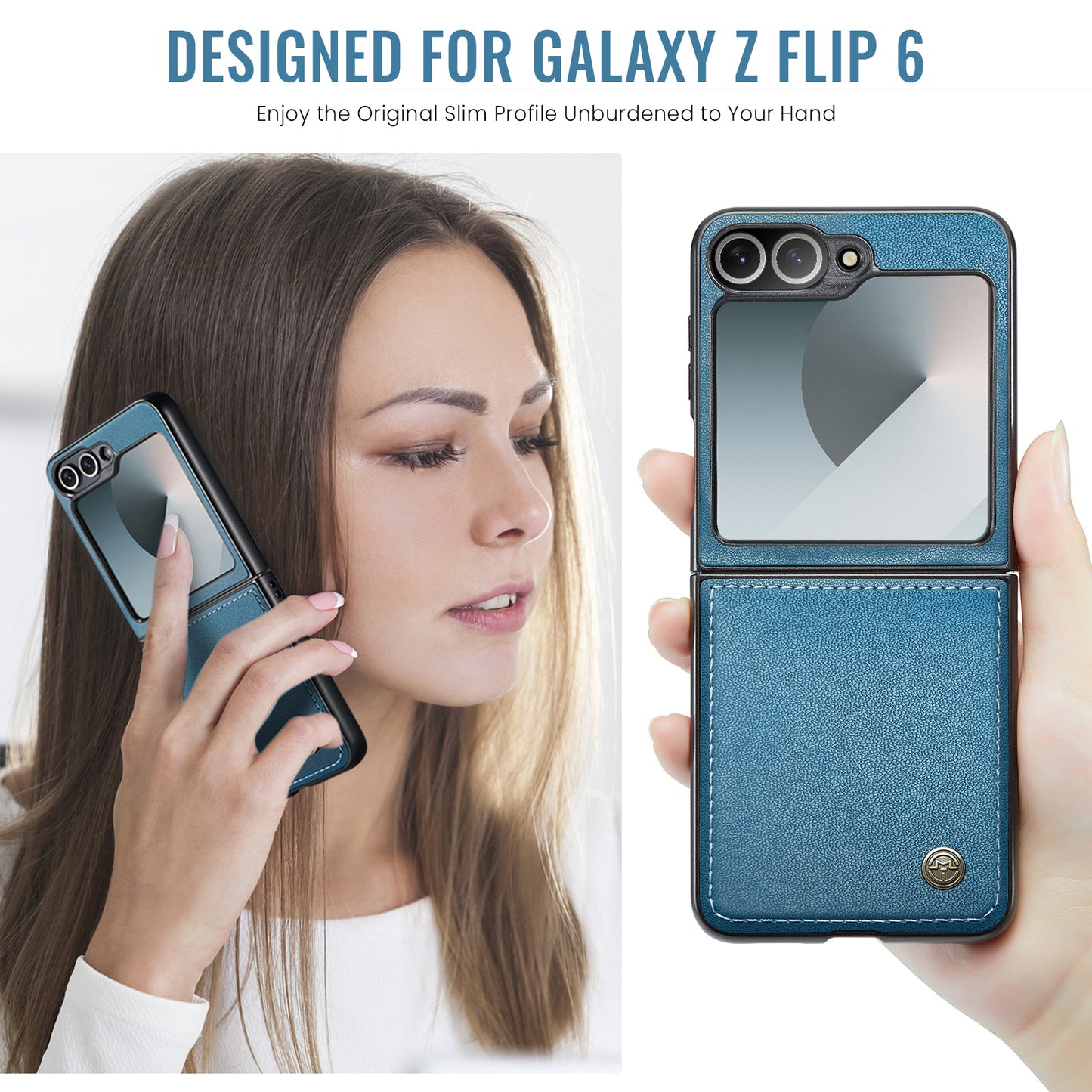 Galaxy Z Flip7 FE 5G Glänzende Wallet-Hülle – RFID-Schutz & Ständer