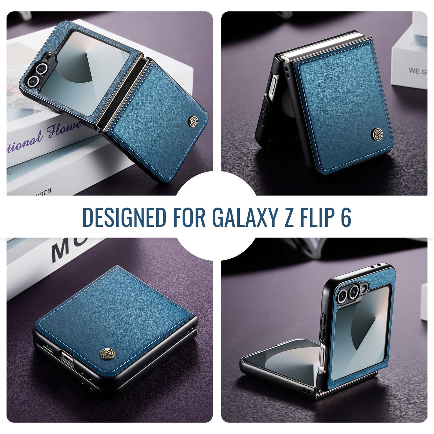 Galaxy Z Flip7 FE 5G Glänzende Wallet-Hülle – RFID-Schutz & Ständer
