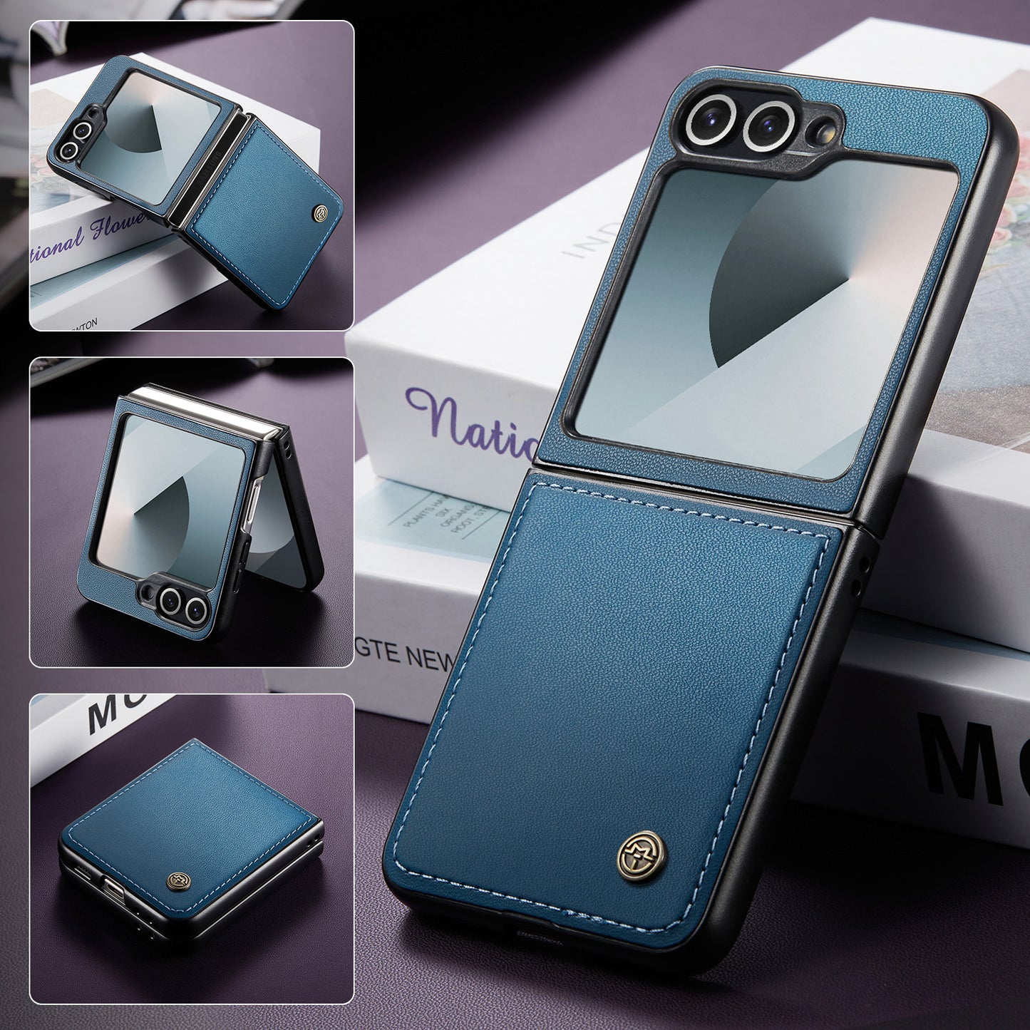 Galaxy Z Flip7 FE 5G Glänzende Wallet-Hülle – RFID-Schutz & Ständer