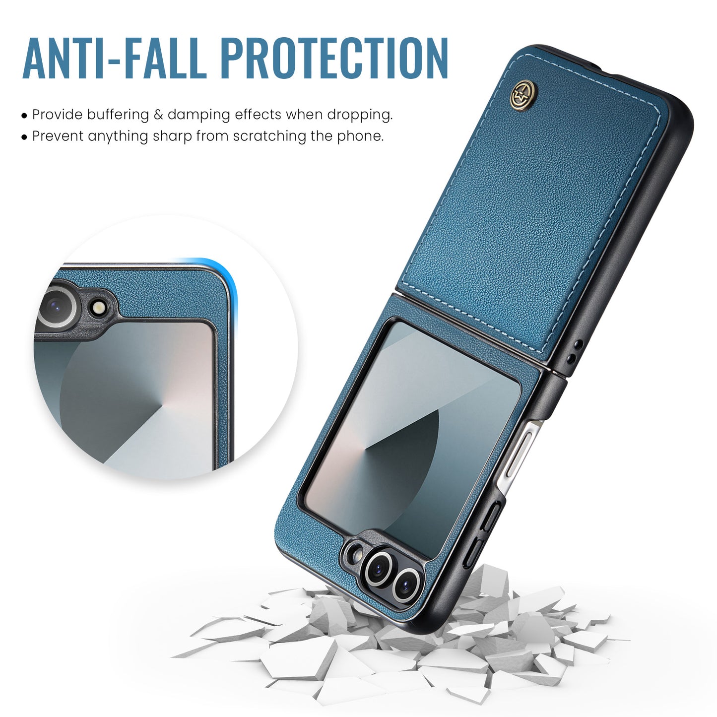 Galaxy Z Flip7 FE 5G Glänzende Wallet-Hülle – RFID-Schutz & Ständer