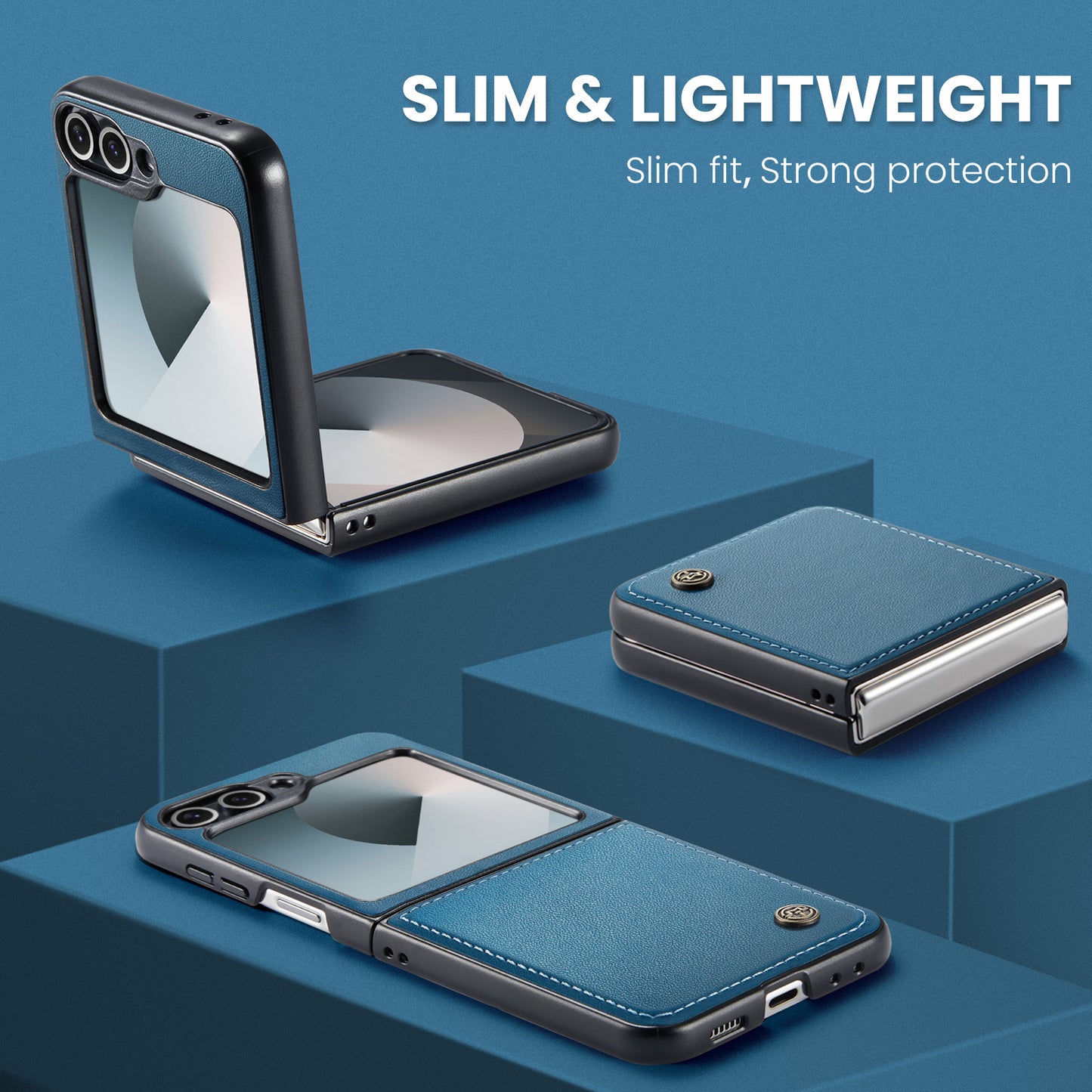 Galaxy Z Flip7 FE 5G Glänzende Wallet-Hülle – RFID-Schutz & Ständer