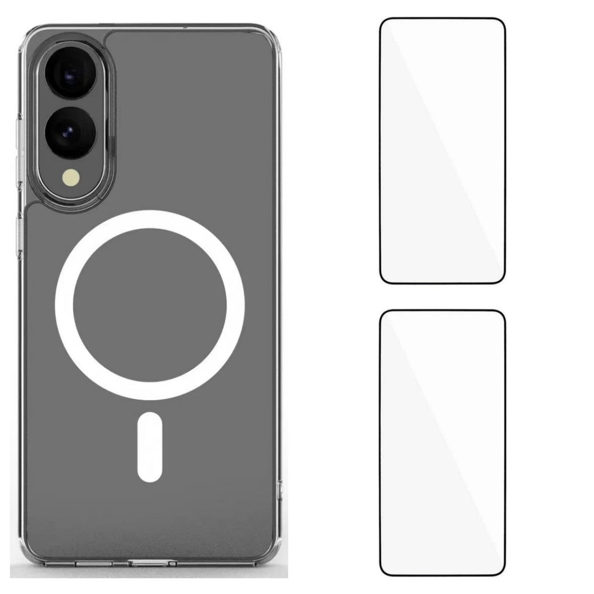 Galaxy S25 Edge magnetische Hülle – Mit 2 Stück Bildschirmfolien & transparent