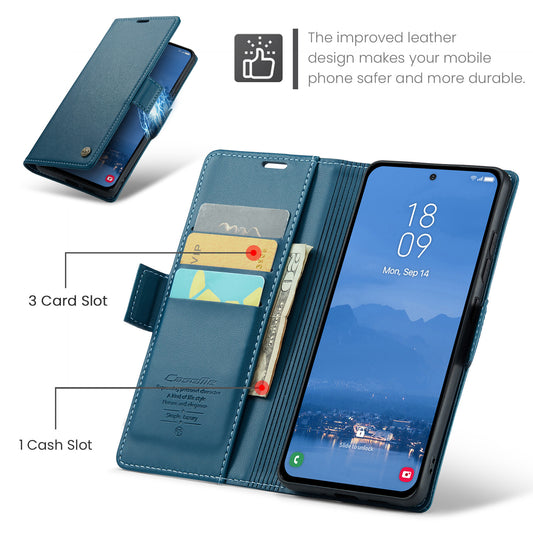 Galaxy S25 FE Glänzende Wallet-Hülle – RFID-Schutz & Ständer