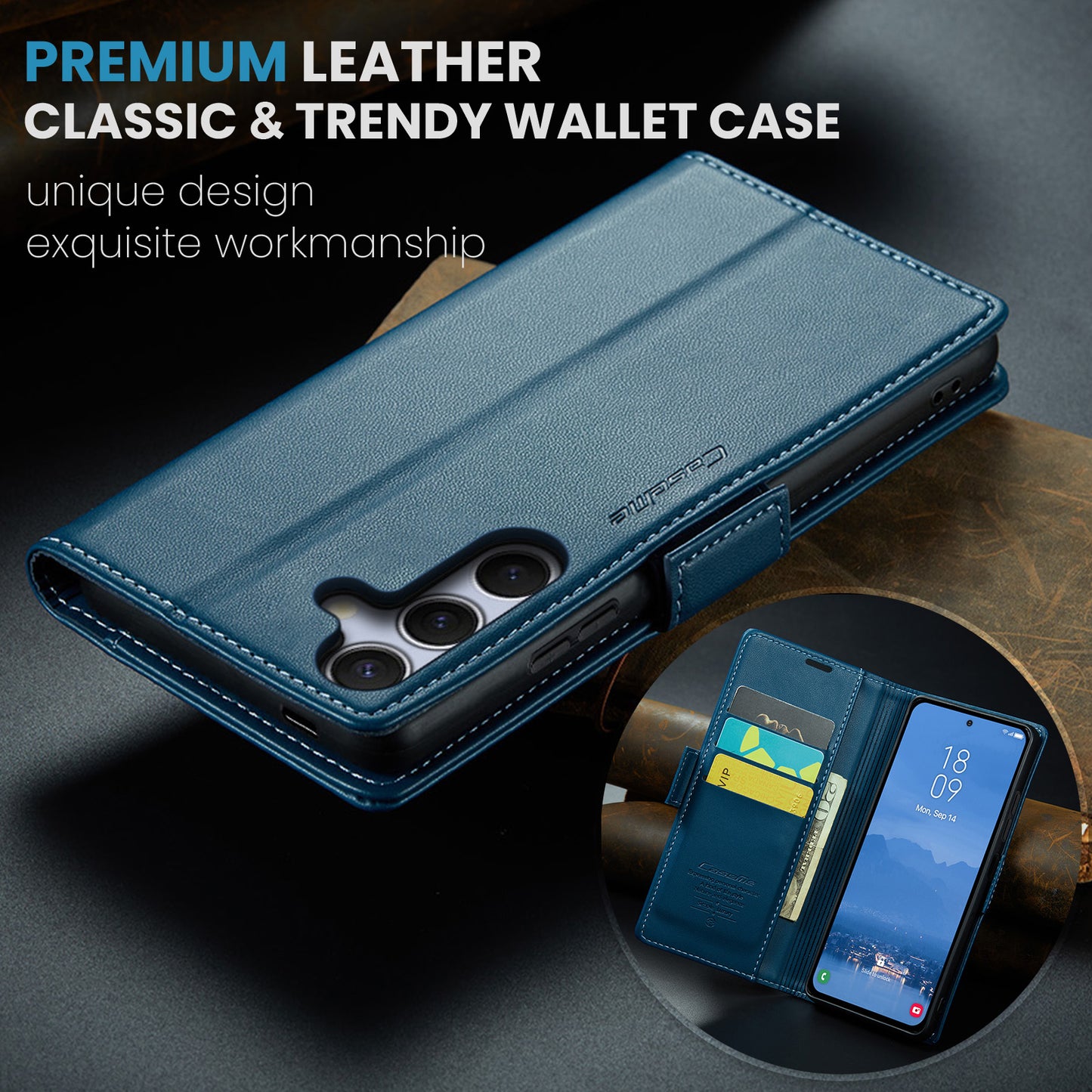 Galaxy S25 FE Glänzende Wallet-Hülle – RFID-Schutz & Ständer