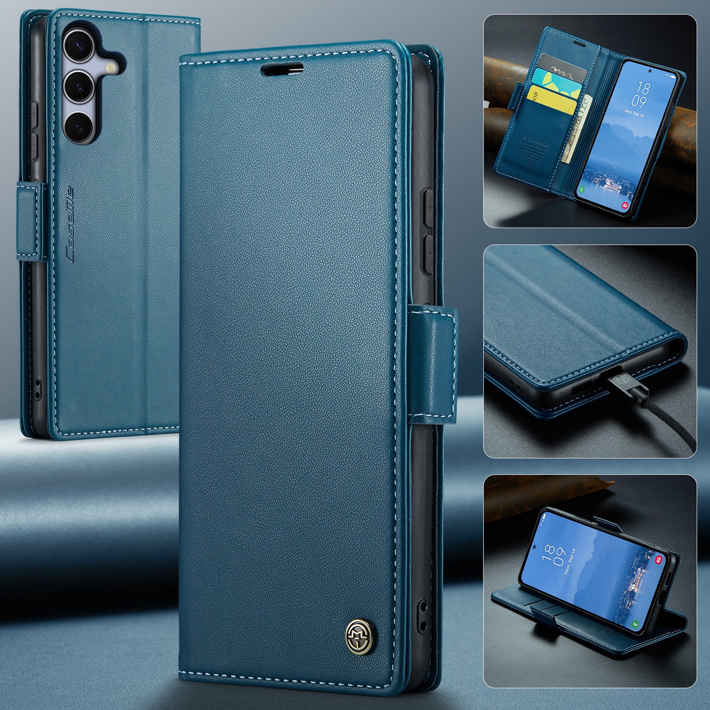 Galaxy S25 FE Glänzende Wallet-Hülle – RFID-Schutz & Ständer