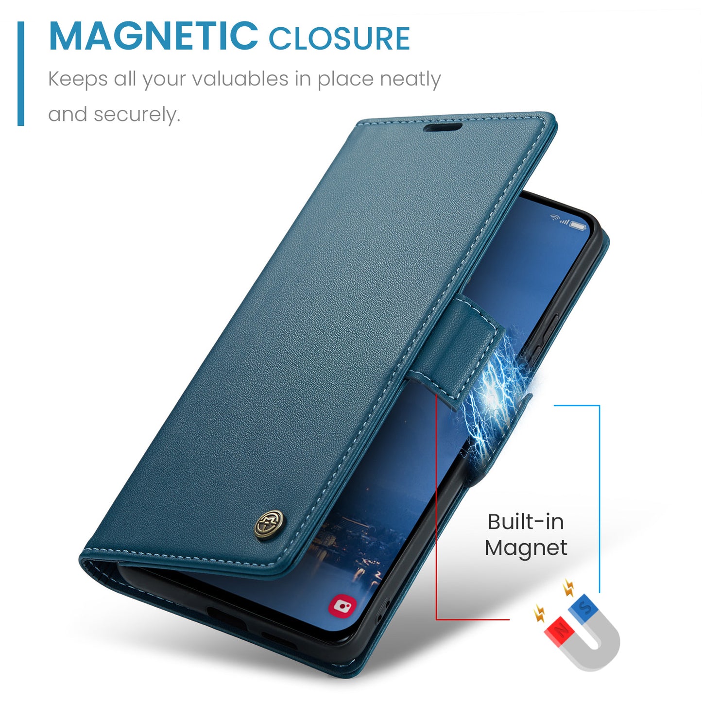 Galaxy S25 FE Glänzende Wallet-Hülle – RFID-Schutz & Ständer