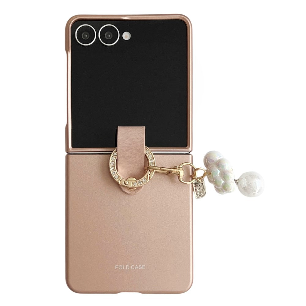 For Samsung Galaxy Z Flip7 5G Case Ultra Slim PC Phone Cover with Pearl Pendant