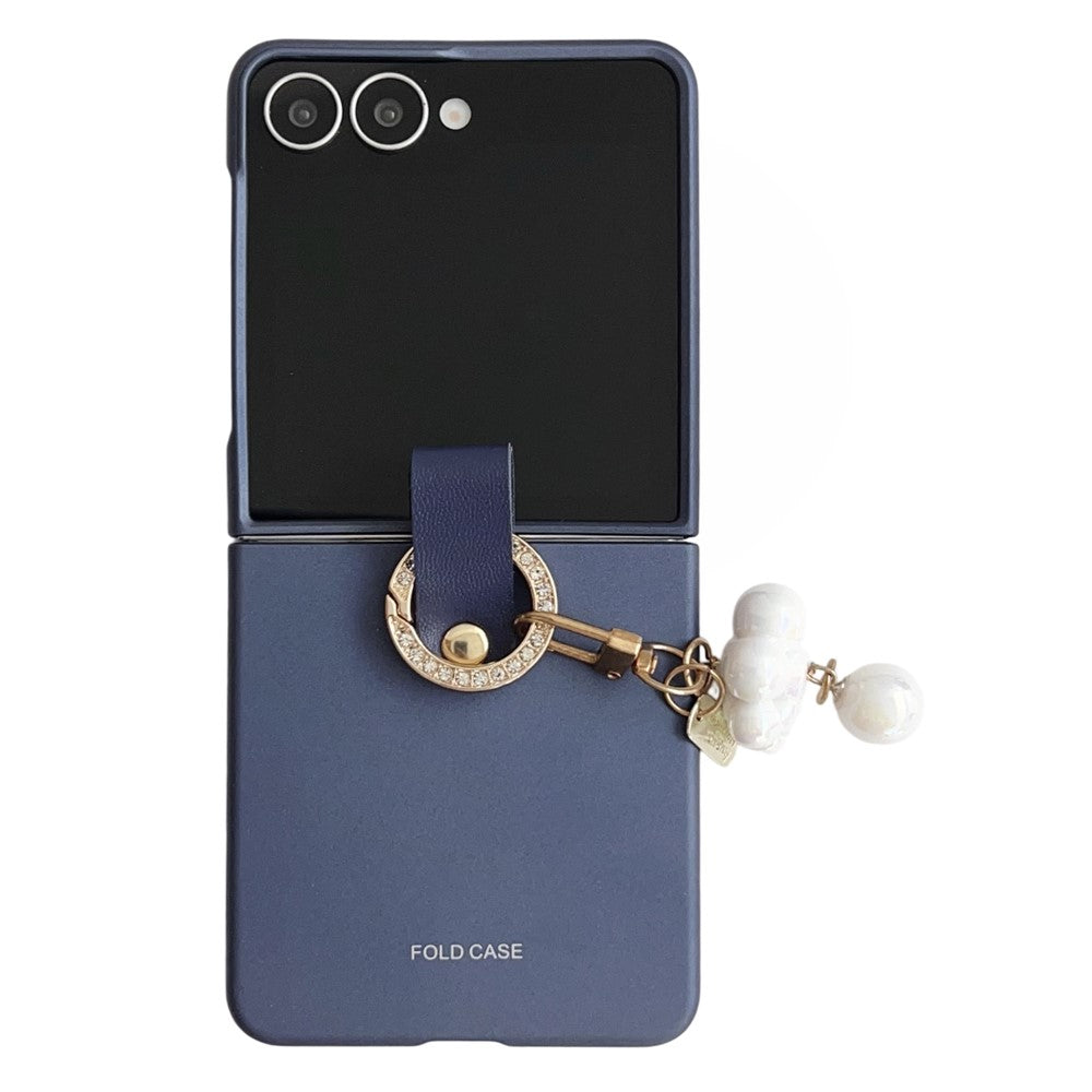 For Samsung Galaxy Z Flip7 5G Case Ultra Slim PC Phone Cover with Pearl Pendant
