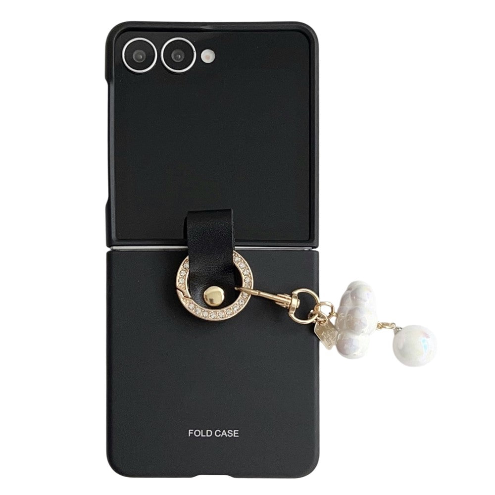 For Samsung Galaxy Z Flip7 5G Case Ultra Slim PC Phone Cover with Pearl Pendant