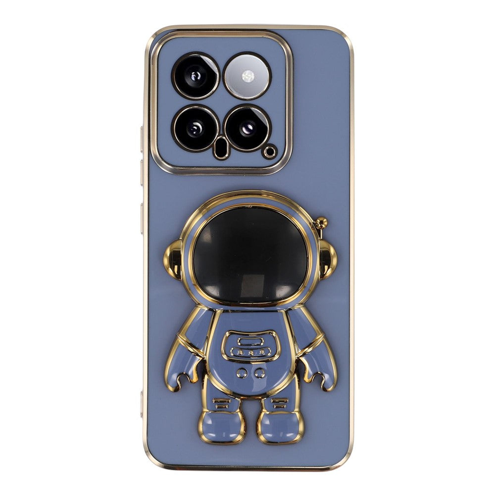 For Xiaomi 14 Case Electroplating Soft TPU Phone Cover with Astronaut Hidden Kickstand