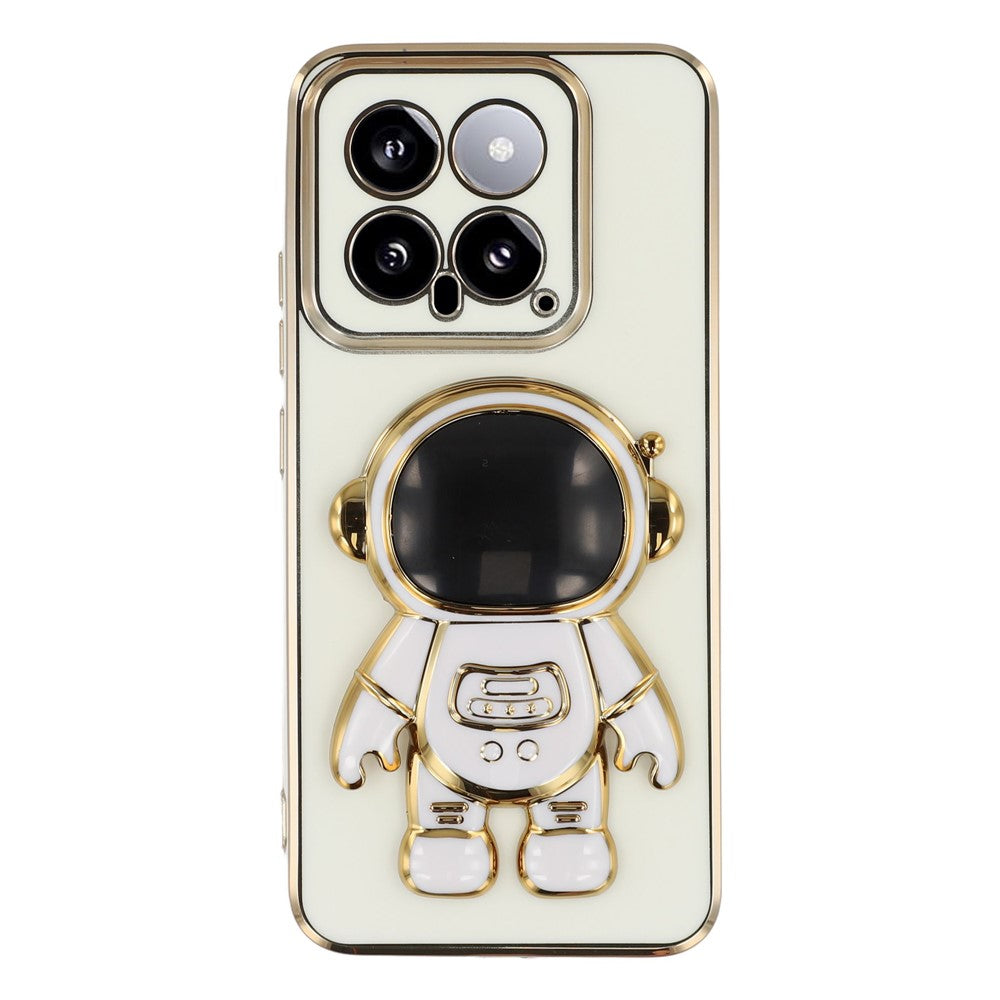 For Xiaomi 14 Case Electroplating Soft TPU Phone Cover with Astronaut Hidden Kickstand