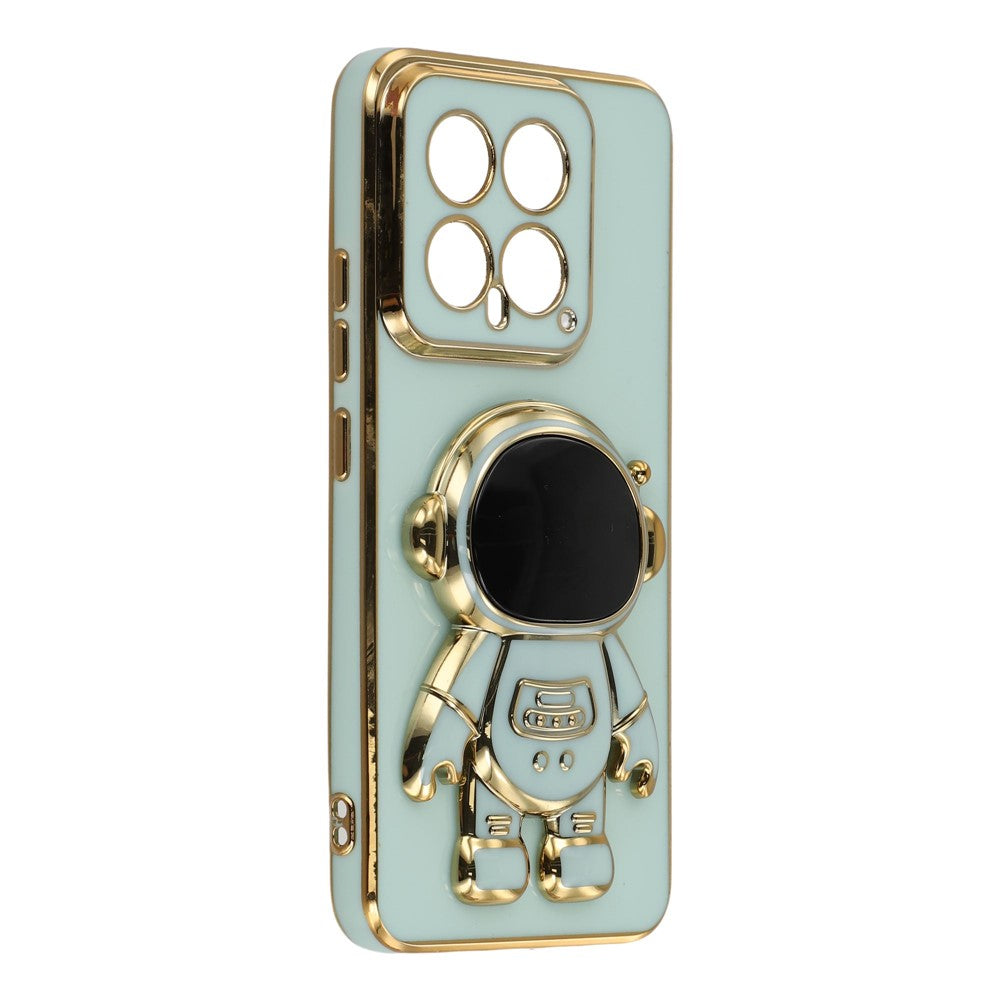 For Xiaomi 14 Case Electroplating Soft TPU Phone Cover with Astronaut Hidden Kickstand