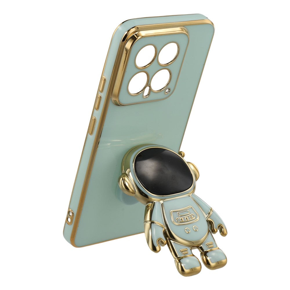 For Xiaomi 14 Case Electroplating Soft TPU Phone Cover with Astronaut Hidden Kickstand