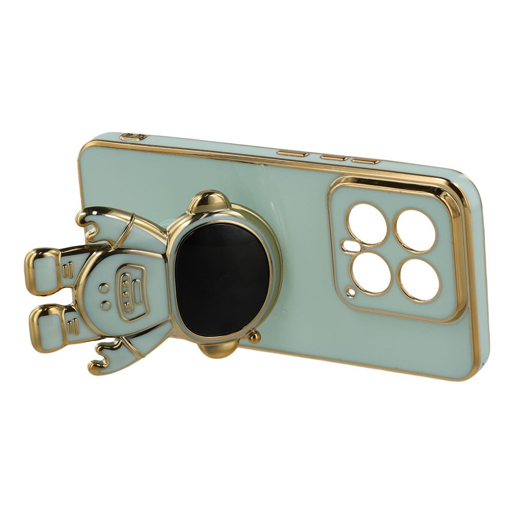 For Xiaomi 14 Case Electroplating Soft TPU Phone Cover with Astronaut Hidden Kickstand