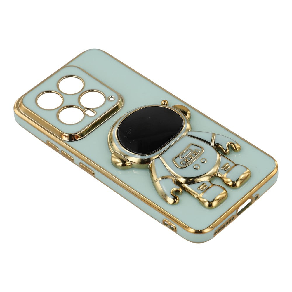 For Xiaomi 14 Case Electroplating Soft TPU Phone Cover with Astronaut Hidden Kickstand
