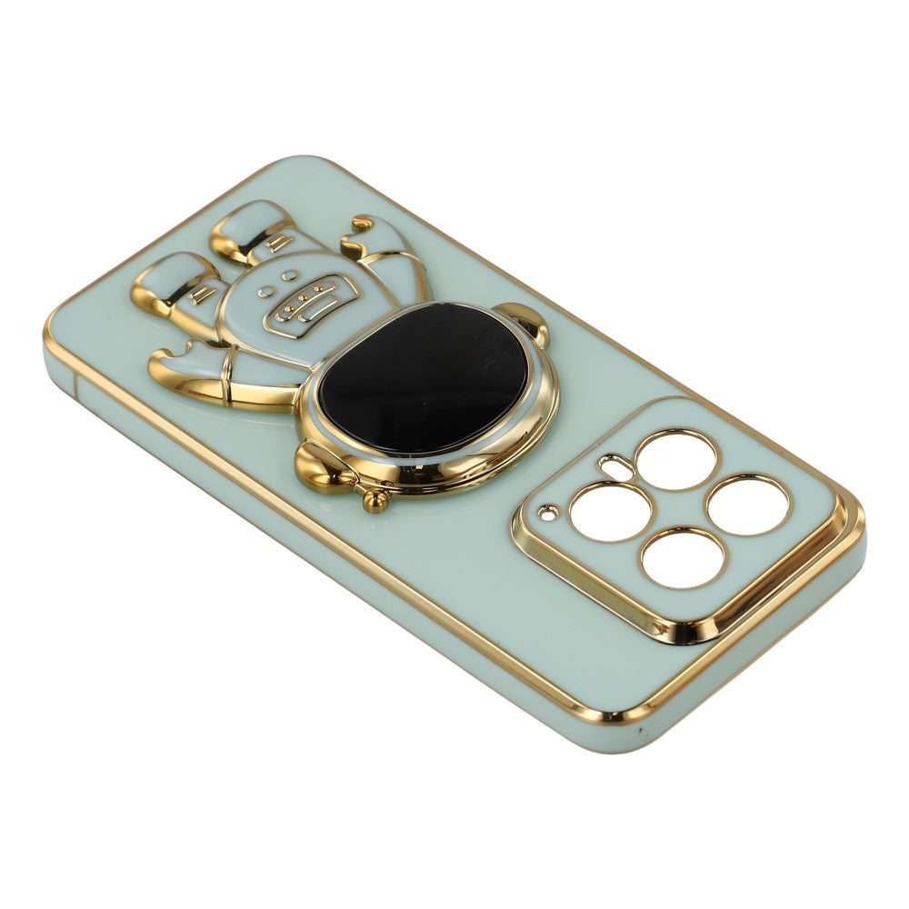 For Xiaomi 14 Case Electroplating Soft TPU Phone Cover with Astronaut Hidden Kickstand