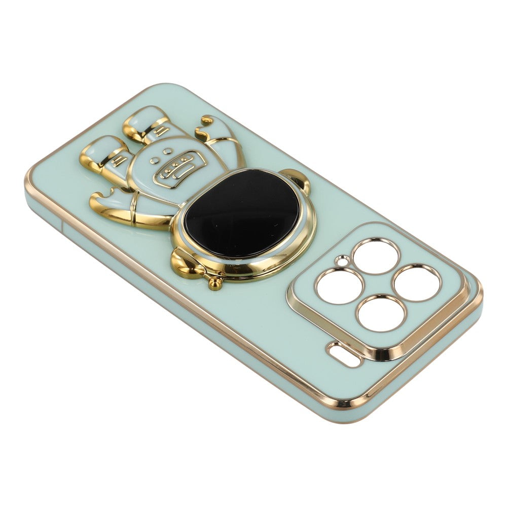 For Xiaomi 15 Case Electroplating Soft TPU Phone Cover with Astronaut Hidden Kickstand