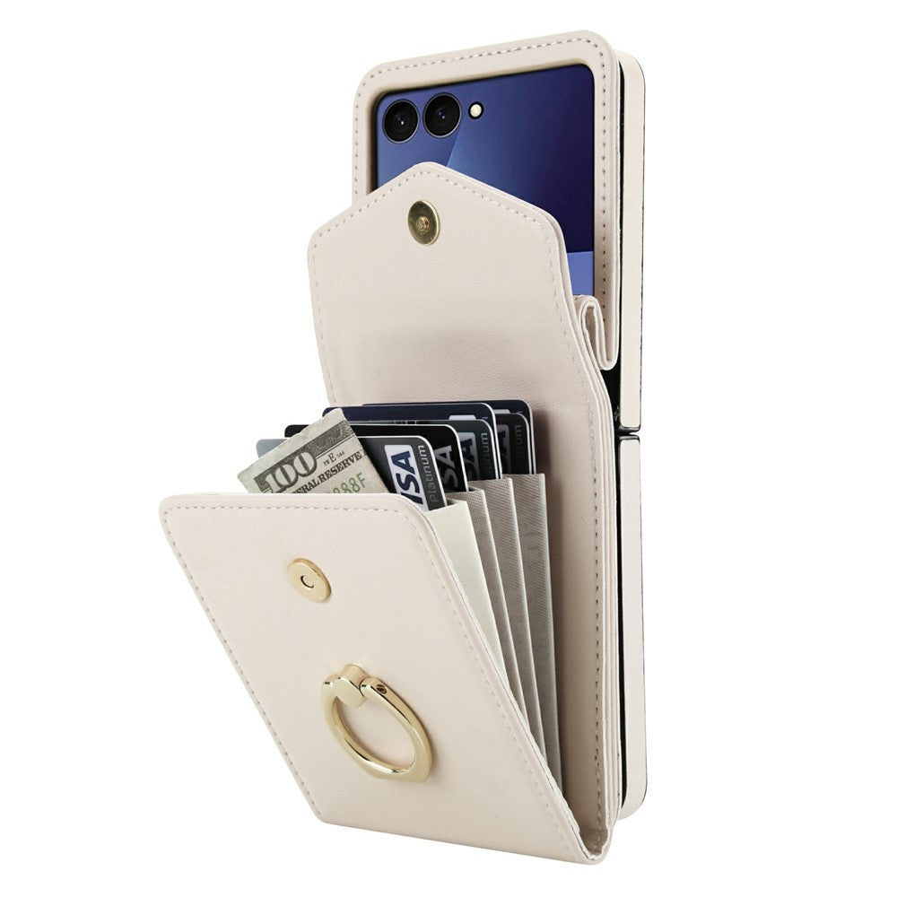 For Samsung Galaxy Z Flip7 5G Case Litchi Texture PU Leather + TPU Phone Cover with Shoulder Strap