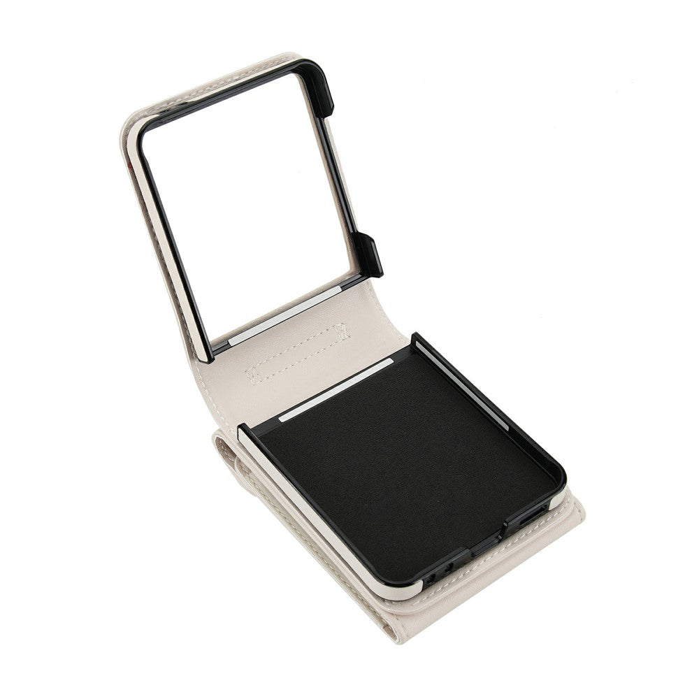 For Samsung Galaxy Z Flip7 5G Case Litchi Texture PU Leather + TPU Phone Cover with Shoulder Strap
