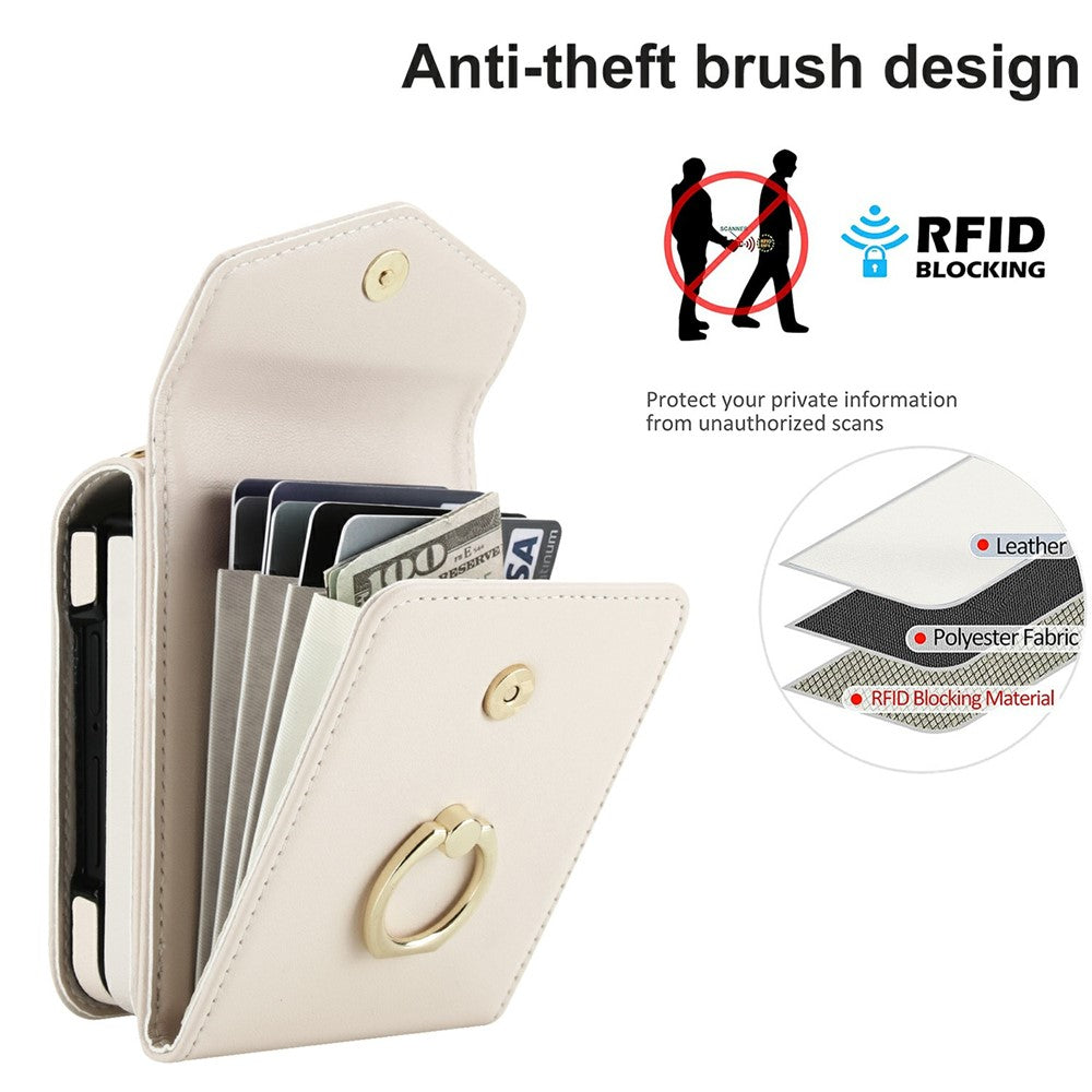 For Samsung Galaxy Z Flip7 5G Case Litchi Texture PU Leather + TPU Phone Cover with Shoulder Strap